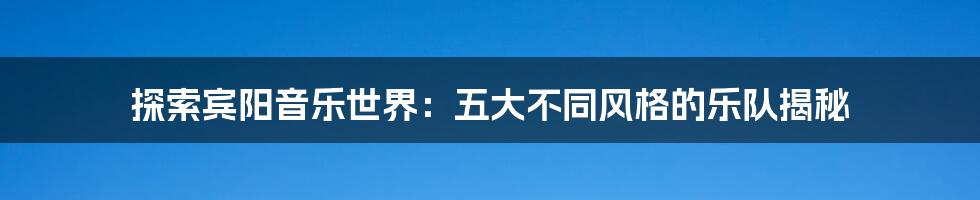 探索宾阳音乐世界：五大不同风格的乐队揭秘