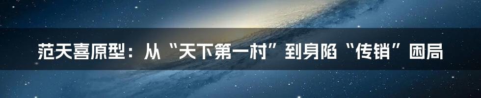 范天喜原型：从“天下第一村”到身陷“传销”困局