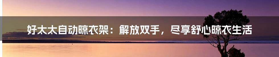 好太太自动晾衣架：解放双手，尽享舒心晾衣生活