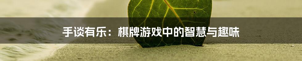 手谈有乐：棋牌游戏中的智慧与趣味