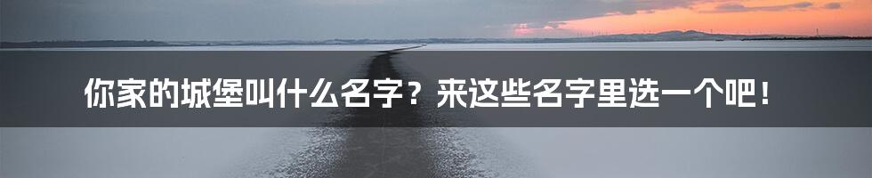 你家的城堡叫什么名字？来这些名字里选一个吧！