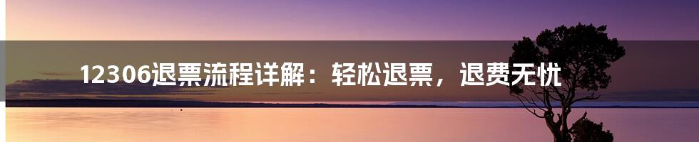 12306退票流程详解：轻松退票，退费无忧