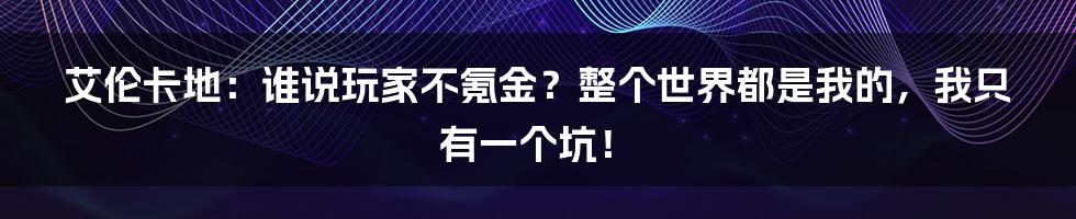 艾伦卡地：谁说玩家不氪金？整个世界都是我的，我只有一个坑！