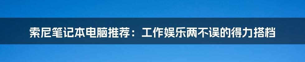 索尼笔记本电脑推荐：工作娱乐两不误的得力搭档