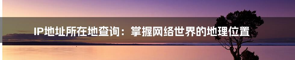 IP地址所在地查询：掌握网络世界的地理位置