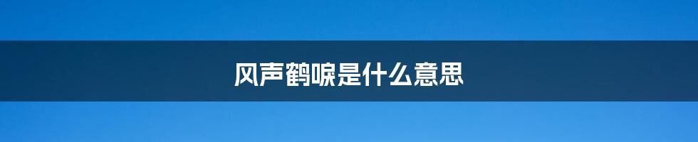 风声鹤唳是什么意思