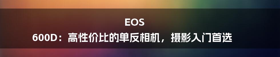 EOS 600D：高性价比的单反相机，摄影入门首选