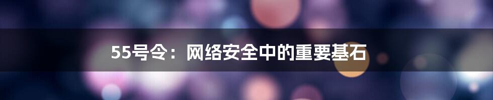 55号令：网络安全中的重要基石