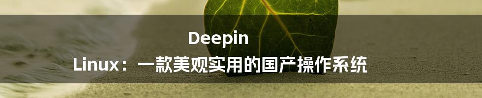 Deepin Linux：一款美观实用的国产操作系统