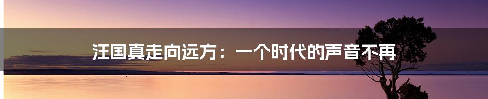 汪国真走向远方：一个时代的声音不再