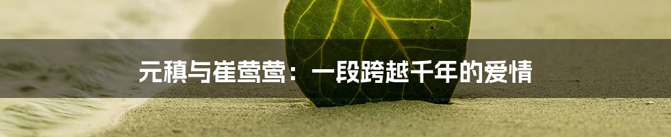 元稹与崔莺莺：一段跨越千年的爱情