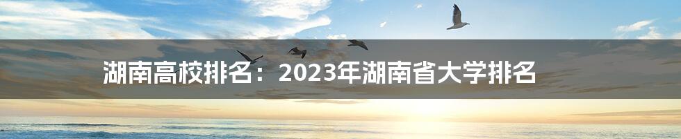 湖南高校排名：2023年湖南省大学排名