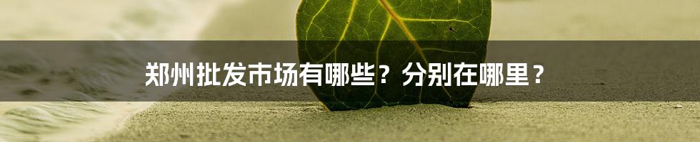 郑州批发市场有哪些？分别在哪里？