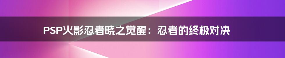 PSP火影忍者晓之觉醒：忍者的终极对决