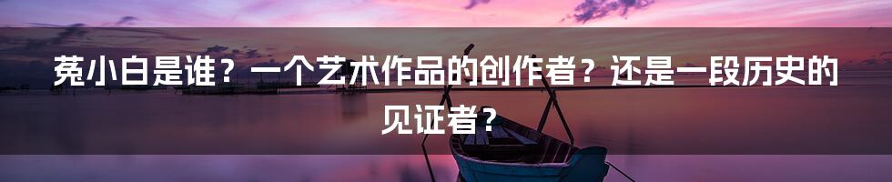 菟小白是谁？一个艺术作品的创作者？还是一段历史的见证者？