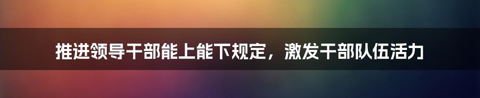 推进领导干部能上能下规定，激发干部队伍活力