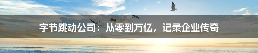 字节跳动公司：从零到万亿，记录企业传奇