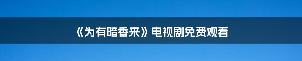 《为有暗香来》电视剧免费观看