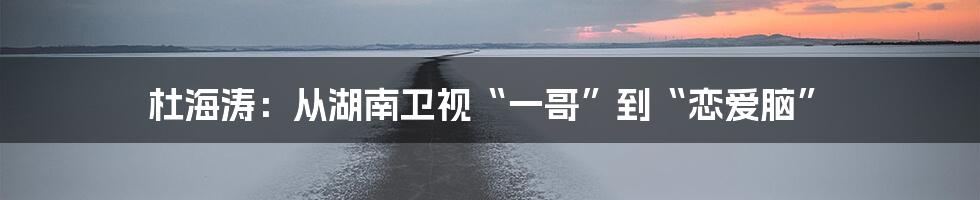 杜海涛：从湖南卫视“一哥”到“恋爱脑”