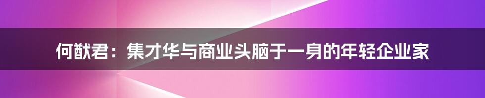 何猷君：集才华与商业头脑于一身的年轻企业家