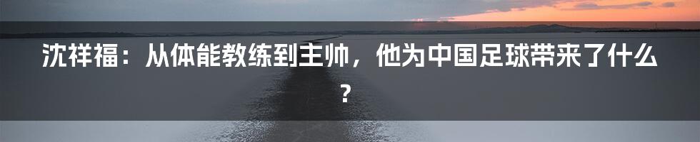 沈祥福：从体能教练到主帅，他为中国足球带来了什么？