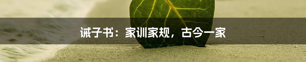 诫子书：家训家规，古今一家