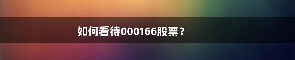 如何看待000166股票？