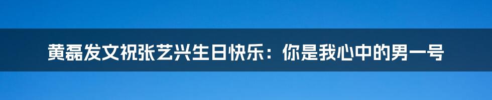 黄磊发文祝张艺兴生日快乐：你是我心中的男一号