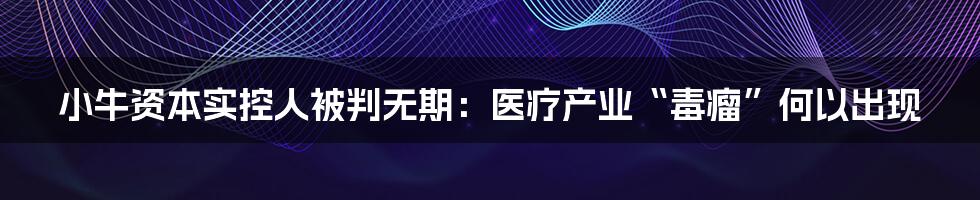 小牛资本实控人被判无期：医疗产业“毒瘤”何以出现