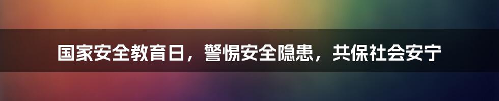 国家安全教育日，警惕安全隐患，共保社会安宁