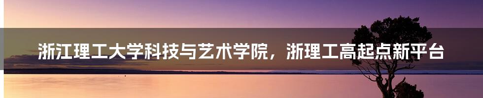 浙江理工大学科技与艺术学院，浙理工高起点新平台