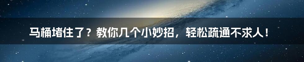 马桶堵住了？教你几个小妙招，轻松疏通不求人！