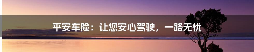 平安车险：让您安心驾驶，一路无忧