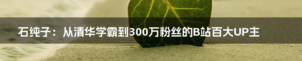 石纯子：从清华学霸到300万粉丝的B站百大UP主