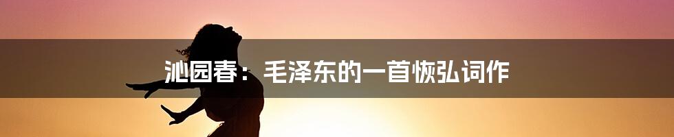 沁园春：毛泽东的一首恢弘词作