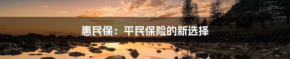 惠民保：平民保险的新选择