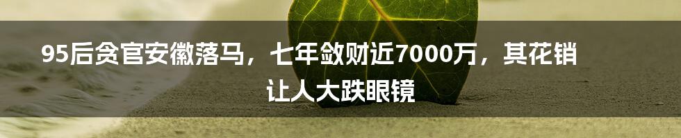 95后贪官安徽落马，七年敛财近7000万，其花销让人大跌眼镜