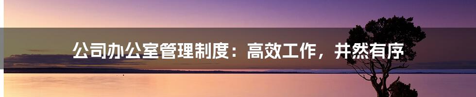 公司办公室管理制度：高效工作，井然有序