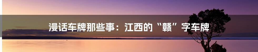 漫话车牌那些事：江西的“赣”字车牌