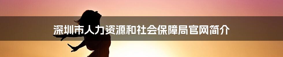 深圳市人力资源和社会保障局官网简介