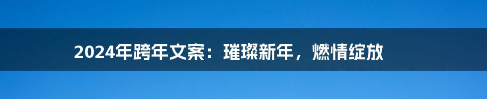 2024年跨年文案：璀璨新年，燃情绽放