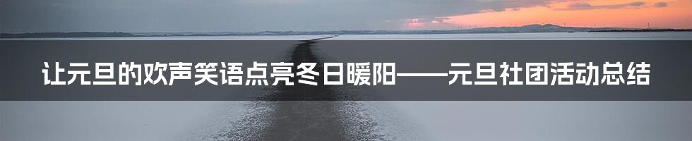 让元旦的欢声笑语点亮冬日暖阳——元旦社团活动总结