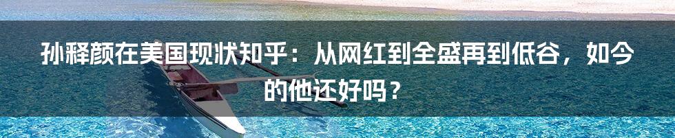 孙释颜在美国现状知乎：从网红到全盛再到低谷，如今的他还好吗？