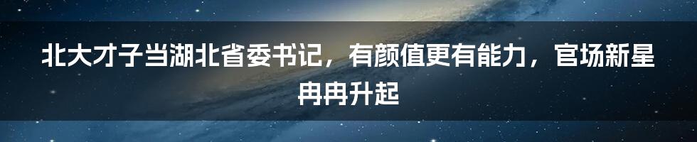 北大才子当湖北省委书记，有颜值更有能力，官场新星冉冉升起