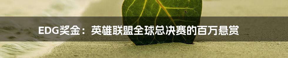 EDG奖金：英雄联盟全球总决赛的百万悬赏