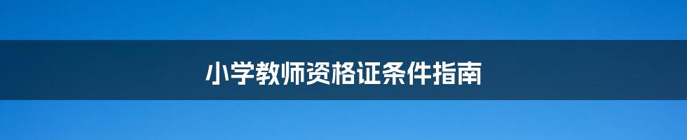 小学教师资格证条件指南