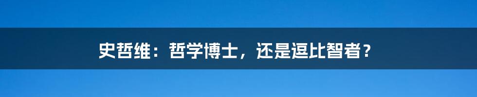 史哲维：哲学博士，还是逗比智者？