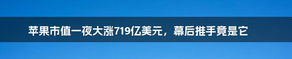 苹果市值一夜大涨719亿美元，幕后推手竟是它