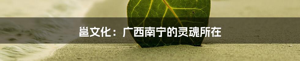 邕文化：广西南宁的灵魂所在