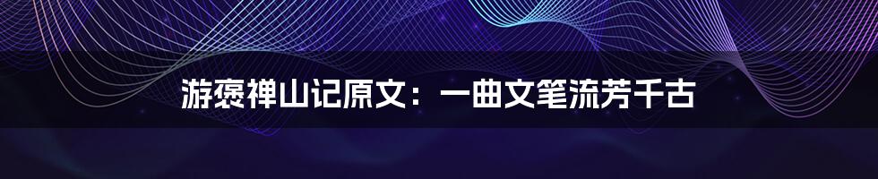 游褒禅山记原文：一曲文笔流芳千古